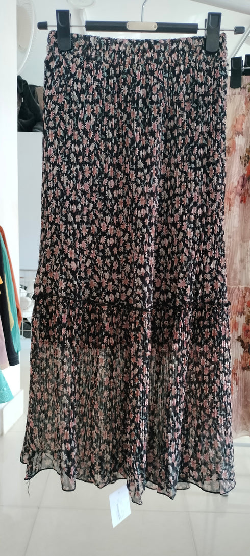 Chic Floral Printed Pleated Flounces Skirts